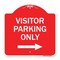 Signmission Reserved Parking Visitor Parking W/ Right Arrow, Red & White Aluminum Sign, 18" x 18", RW-1818-23020 A-DES-RW-1818-23020 - alternate 1